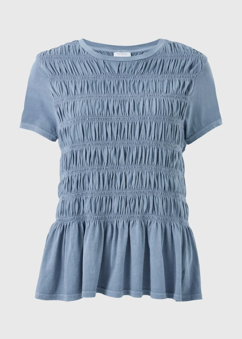 Matalan Blue Acid Wash Shirred Top